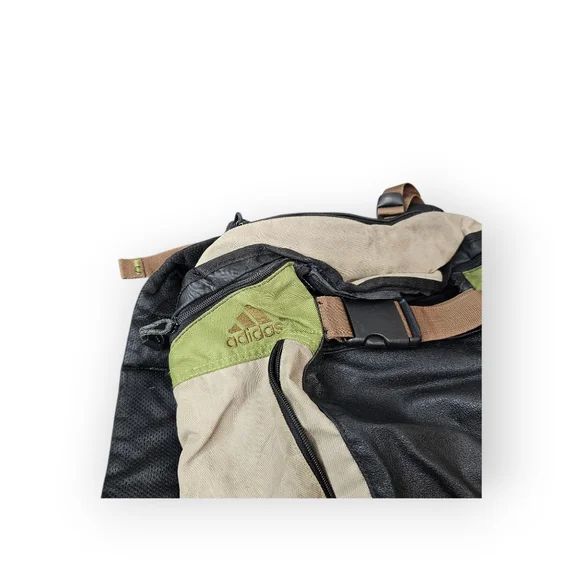 Vintage adidas Backpack Hiking Daypack Tan Green Black Outdoor Utility Bag - Picture 3 of 5